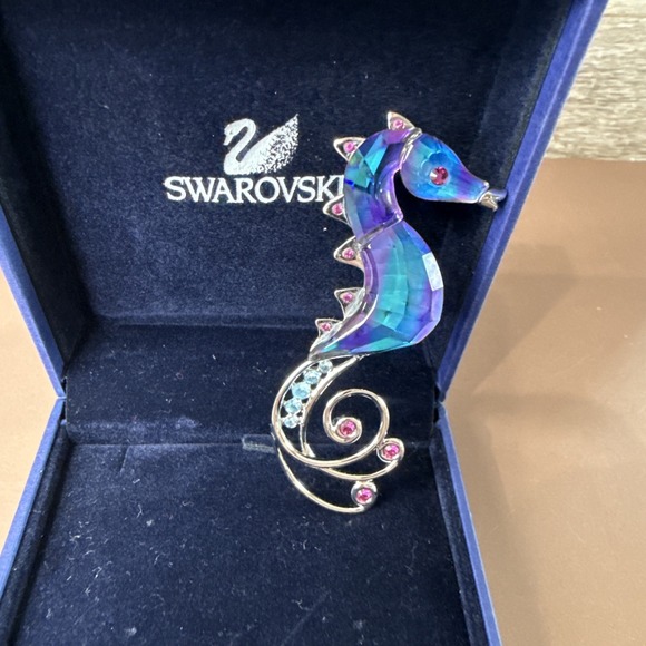 Swarovski Jewelry - Swarovski Crystal Paradise Celaya Seahorse Brooch Waikiki Blue New w/COA & Box